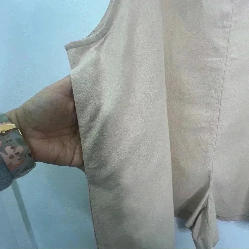 Emery Rose Neutral Color Romper Sides Pockets  Patch Pocket Back V-Neckline 2XL‎ - Picture 3 of 13